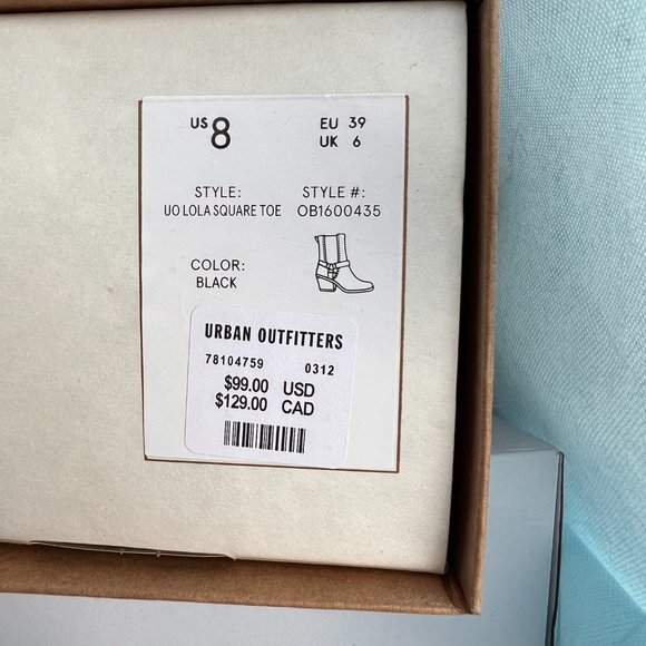 Urban Outfitters Lola Square Toe Boots Brown or Black Faux Leather/Suede NIB - Picture 12 of 12
